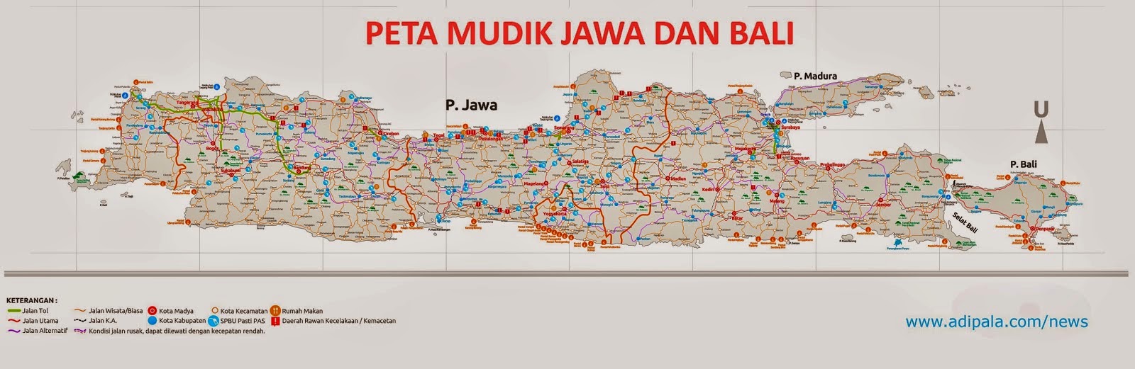Peta Jalur Mudik Jawa dan Bali