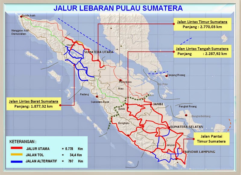 Peta Jalur Mudik Pulau Sumatera